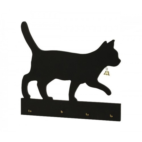 Porte clés mural bois - bois, chat