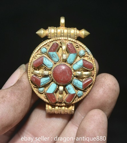 Tibet buddhist silver gilt - 2",