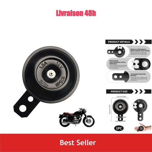 Klaxon moto 12v universel - 12v,