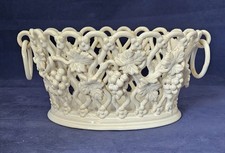 Malicorne Émile Tessier corbeille à fruit,  jardiniere en faïence Tressée. 