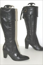 LE PEPE Bottes à Talons Cuir Noir Doublées Cuir T 36 ETAT NEUF