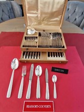 MÉNAGÈRE CHAUMONT ART DÉCO ERCUIS 62  PIECES SUPER  METAL ARGENTE 