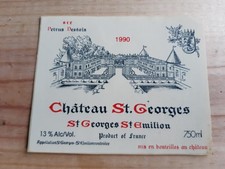 étiquette vin Chateau Saint georges 1990 Saint Emilion grand cru wine label