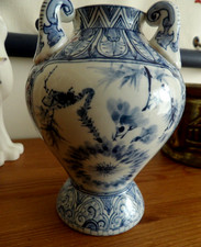 Vase Chine Blanc Bleu  H 18 cm