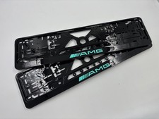 2 x cadre support de plaque d'immatriculation Mercedes Benz AMG NOIR BRILLANT