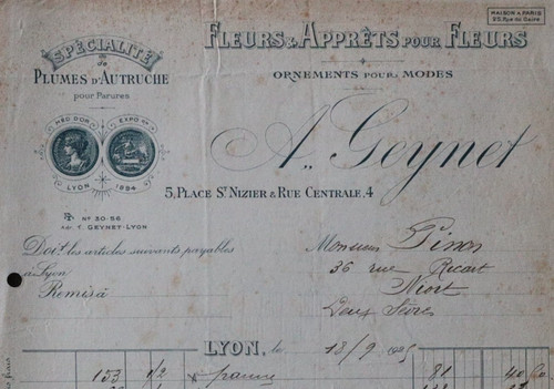 Facture 1925 lyon - facture,