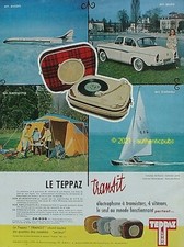 PUBLICITE TEPPAZ ELECTROPHONE TRANSIT BATEAU AUTO AVION DE 1959 AD PUB VINTAGE