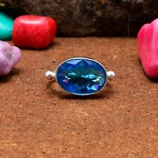 Terrific Bleu Gemme Topaze 925 Argent Bague Tout Taille