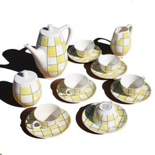 Service à café / verseuse / 6 tasses + soucoupes en faïence de Salins Cambridge