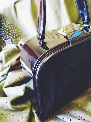 Vanity case cuir verni noir - cuir,