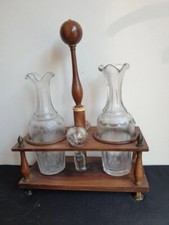 Ancien présentoir serviteur service huile et vinaigre complet set carafe
