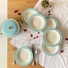 6 assiettes creuses faïence ancienne Boch et Frères Kéralux bleu ACC-7521