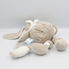 Doudou lapin beige gris blanc