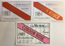 G.H. MUMM & C° - 3 MILLÉSIMES 1953 - 1964 - 1985 - ÉTIQUETTES CHAMPAGNE - #9359