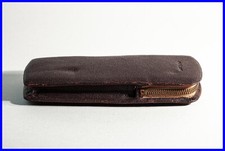 1950er Années Montblanc Braun Étui De Saffianleder pour 3 Stylo / Krokodiletui