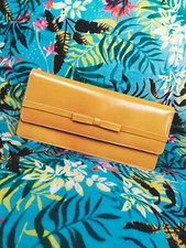 Sac à main pochette en cuir moutarde | Vintage 70s 80s