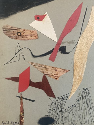Collage peinture art 1950 - peinture,