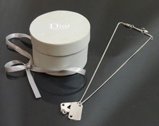 Authentique collier Christian Dior Trump Heart métallisé #4025