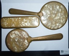 Nécessaire Coiffure En laiton brosse miroir face a main + brosse à vêtement
