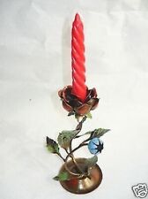 Candelabre Porte-Bougie Haut En Fer Forgé Avec Rose