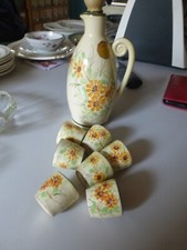 service à liqueur CÉRAMIQUE SIGNÉ ADAT VINTAGE carafe + 7 godets