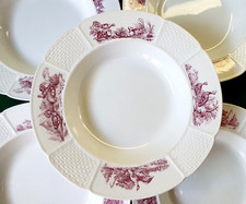 WEDGWOOD ETRURIA England 6 assiettes creuses  modèle HUET (oiseaux Basse-Cour)