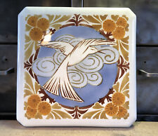 Dessous De Plat Faïence K&G Luneville Décor Oiseau Et Fleurs 25x25 Cm