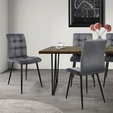 4 Chaises salle à manger velours anthracite avec dossier salon chambre cuisine