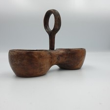 ANCIEN SALERON EN BOIS SCULPTE DANS LA MASSE ART POPULAIRE CHARENTE XIXe