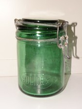 -ANCIEN BOCAL en VERRE de couleur VERTE  SOLIDEX 1 L Déco CUISINE COLLECTION D