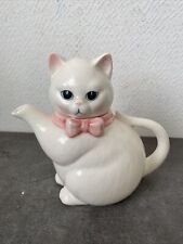 Ancienne Théière Chat Blanc Cafetiere Céramique Deco Cuisine Vintage