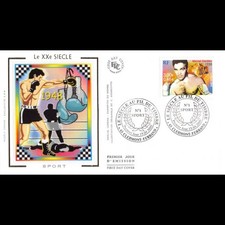 FDC soie - Sport. Portrait du