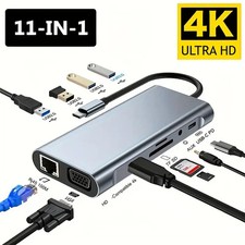 HUB Adaptateur USB C 11 en 1 ,4K-HDMI, VGA, Ethernet ,USB 3.0 MacBook Pro Air ..