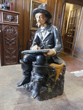 POT A TABAC en céramique barbotine BERNARD BLOCH   "LE DESSINATEUR CARAN D'ACH"