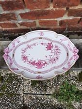 herend,hongrie printemps 400/p plat de service ovale ruban rose,rare