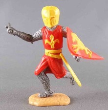 Timpo Moyen-Age chevaliers médievaux piéton rouge (fleur de lys jaune) casque ja