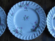 HAVILAND LIMOGES 6 ASSIETTES PLATES modèle SYLVIE TORSADES DECOR DE ROSES