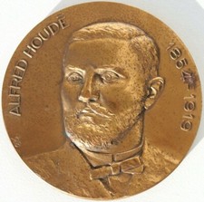 MEDAILLE DE TABLE EN BRONZE - ALFRED HOUDÉ (1885-1985) - 68 mm - 160,8 g