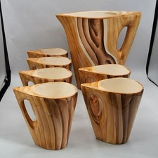 Service à orangeade céramique émaillée faux bois Grandjean-Jourdan Vallauris