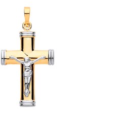 9ct Jaune & Blanc or Creux Crucifix