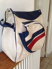 sac de sport tennis raquette voyage vintage années  70's bleu blanc rouge 