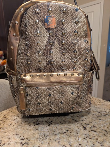 Mcm gold bronze studded - gold,