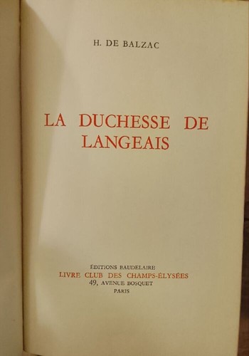 Duchesse langeais h - de,