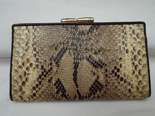 Portefeuille-porte-monnaie  en python véritable et cuir  vintage