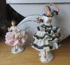 2 STATUETTE FIGURINE PORCELAINE ALLEMANDE  DRESDEN DANSEUSE BALLERINE  Sandizell