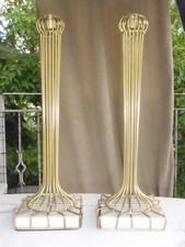 PAIRE bougeoirs filaire marbre