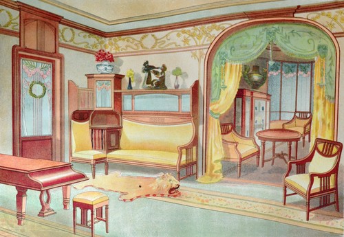 Estampe 1900 piano pupitre - 1900,