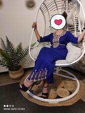 Caftan Marocain Broderie Robe Moderne Tendance  Evase tissu Le Lin Haute Qualite