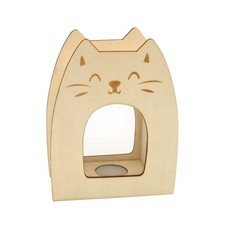 Tirelire - Chat - Bois naturel