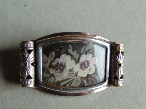 Broche art nouveau peinte - art,